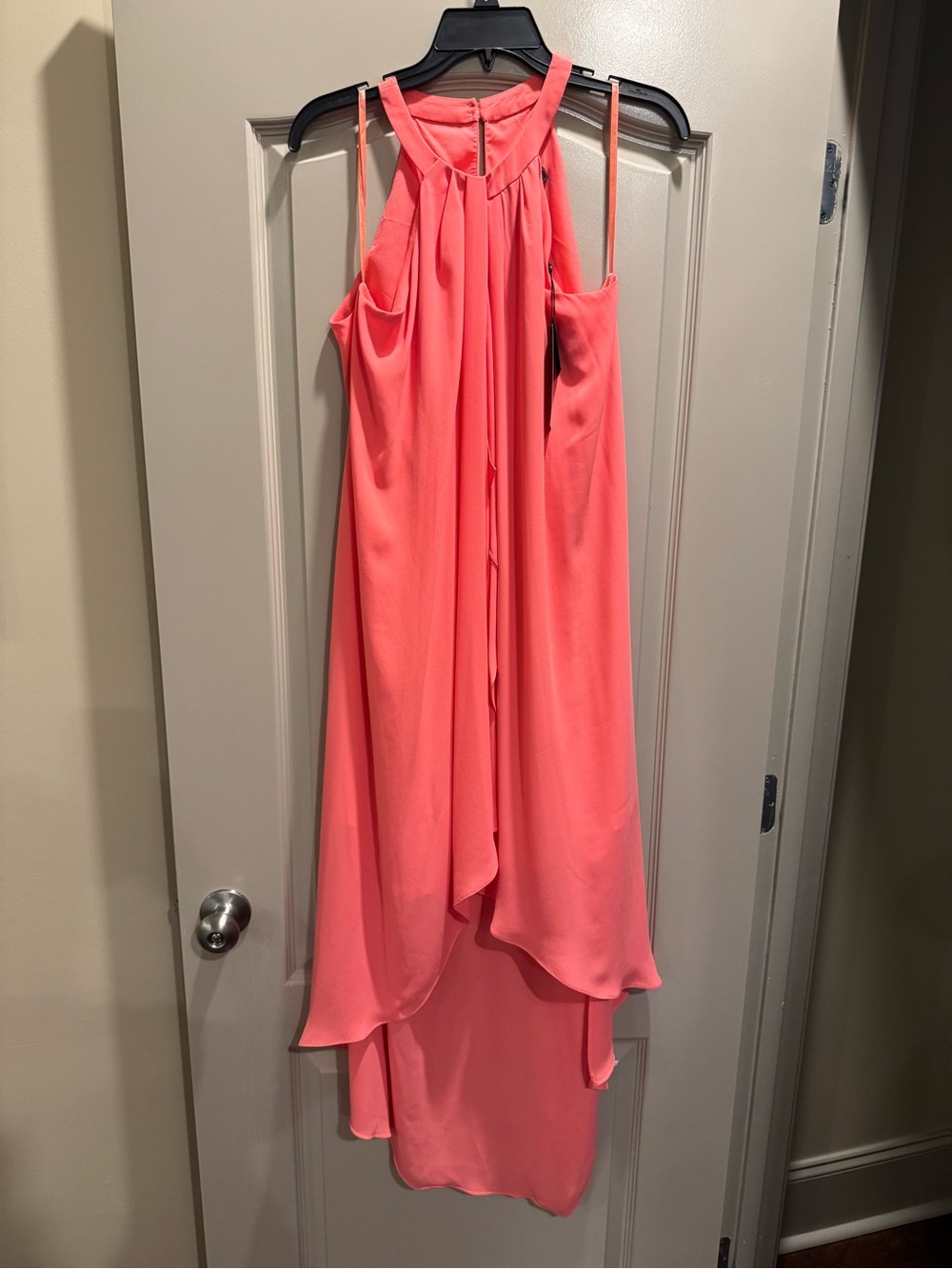 BCBGMAXAZRIA Pink Coral Halter High-Low Dress NWT Sz L